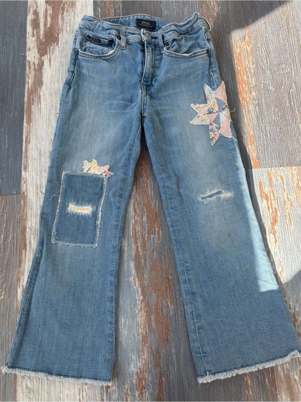 Polo by Ralph Lauren Girls Patchwork Flare Jeans Size 8